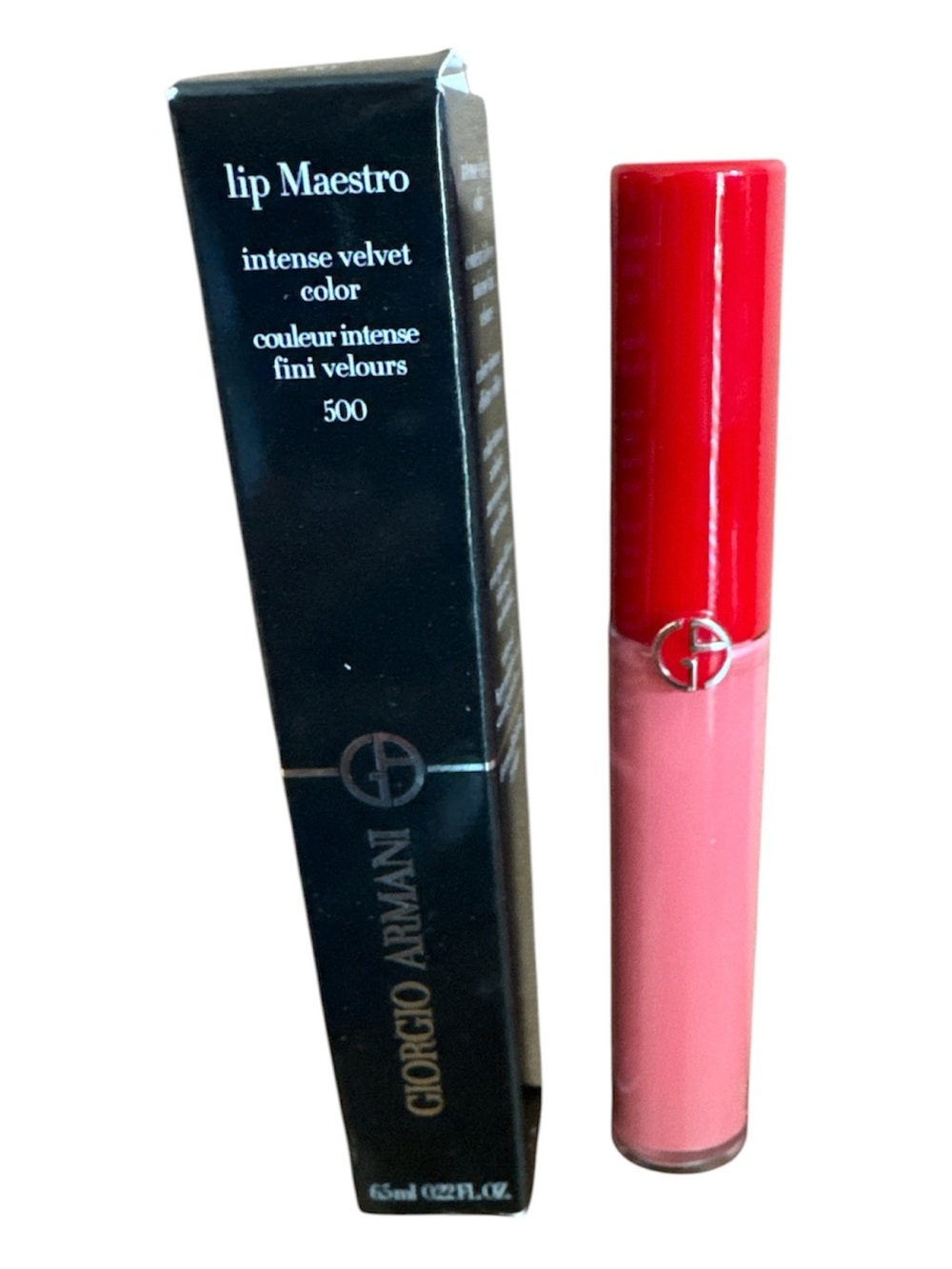 Giorgio Armani Lip Maestro Velvet Liquid Lipstick in Pink with Red Cap
